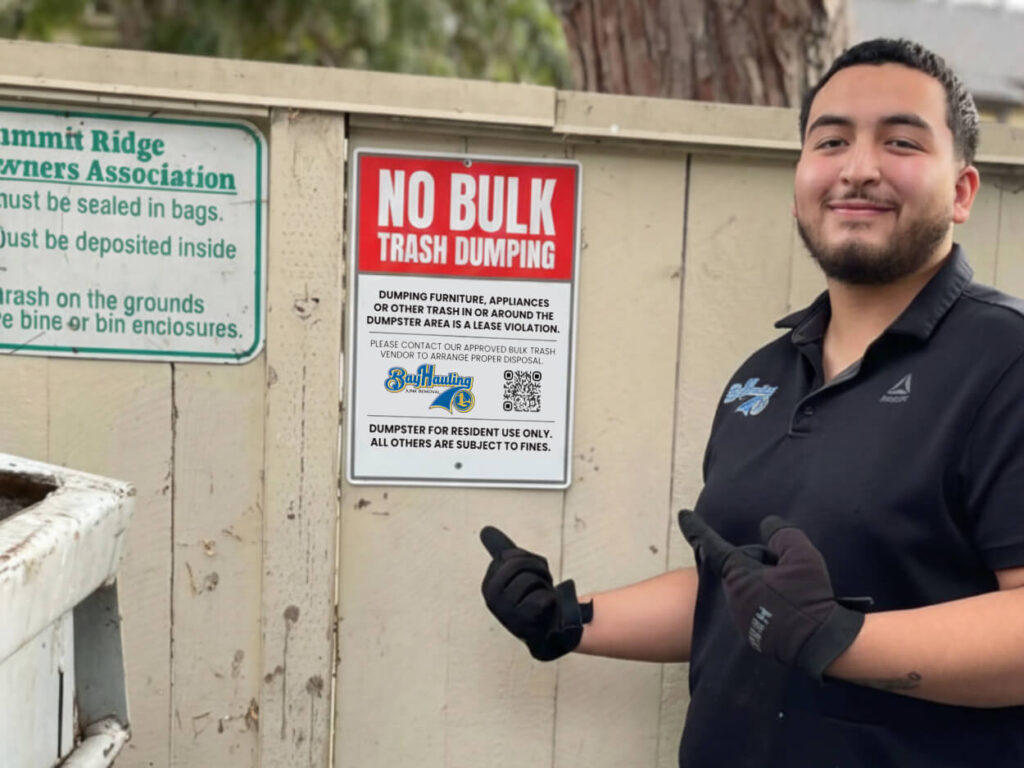 Tenant Direct Bulk Trush Pickup Guy pointing signage