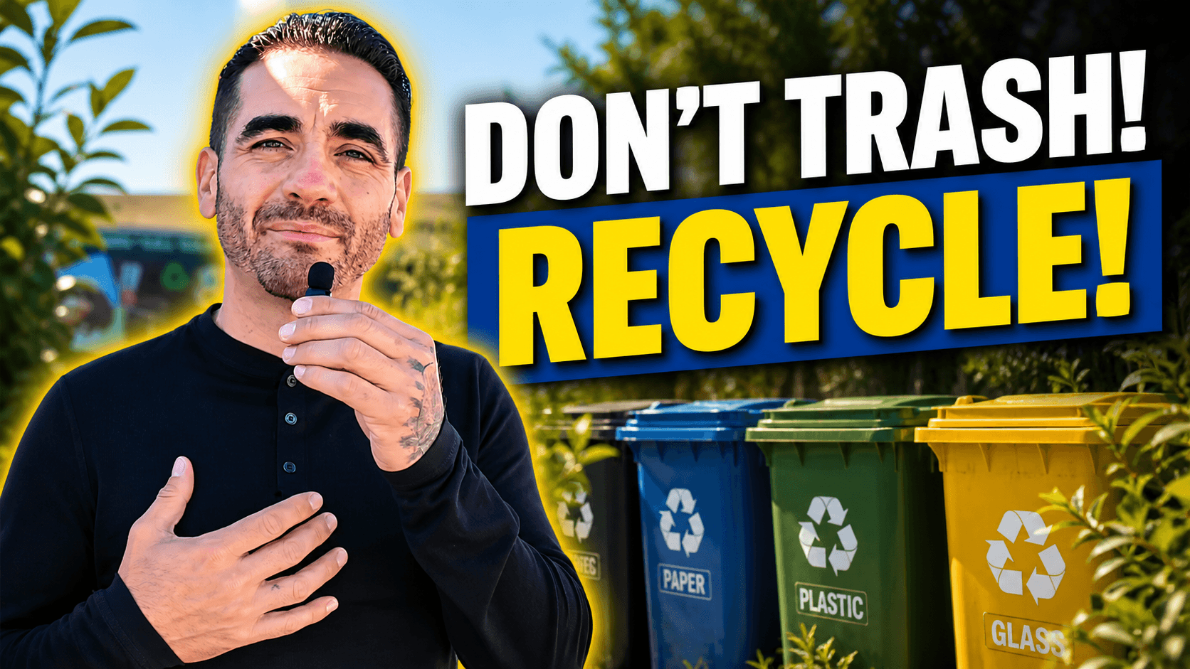 Recycling bins and reusable items representing eco friendly junk removal practices