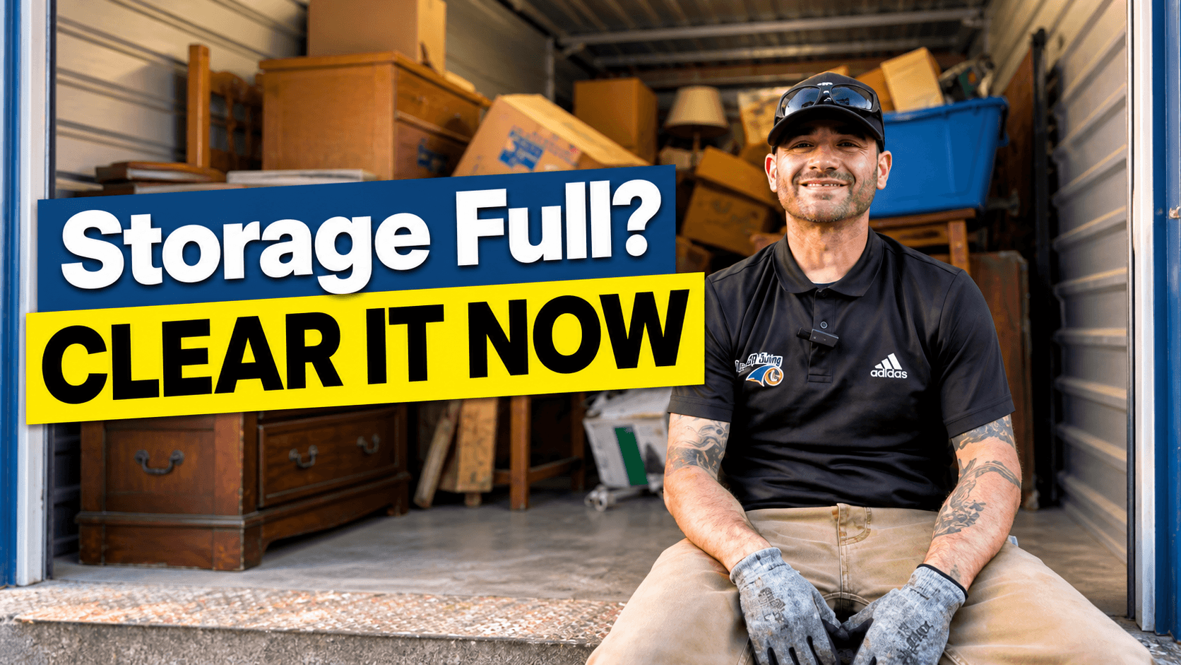 storage unit cleanout bay area thumbnail showing full storage being cleared