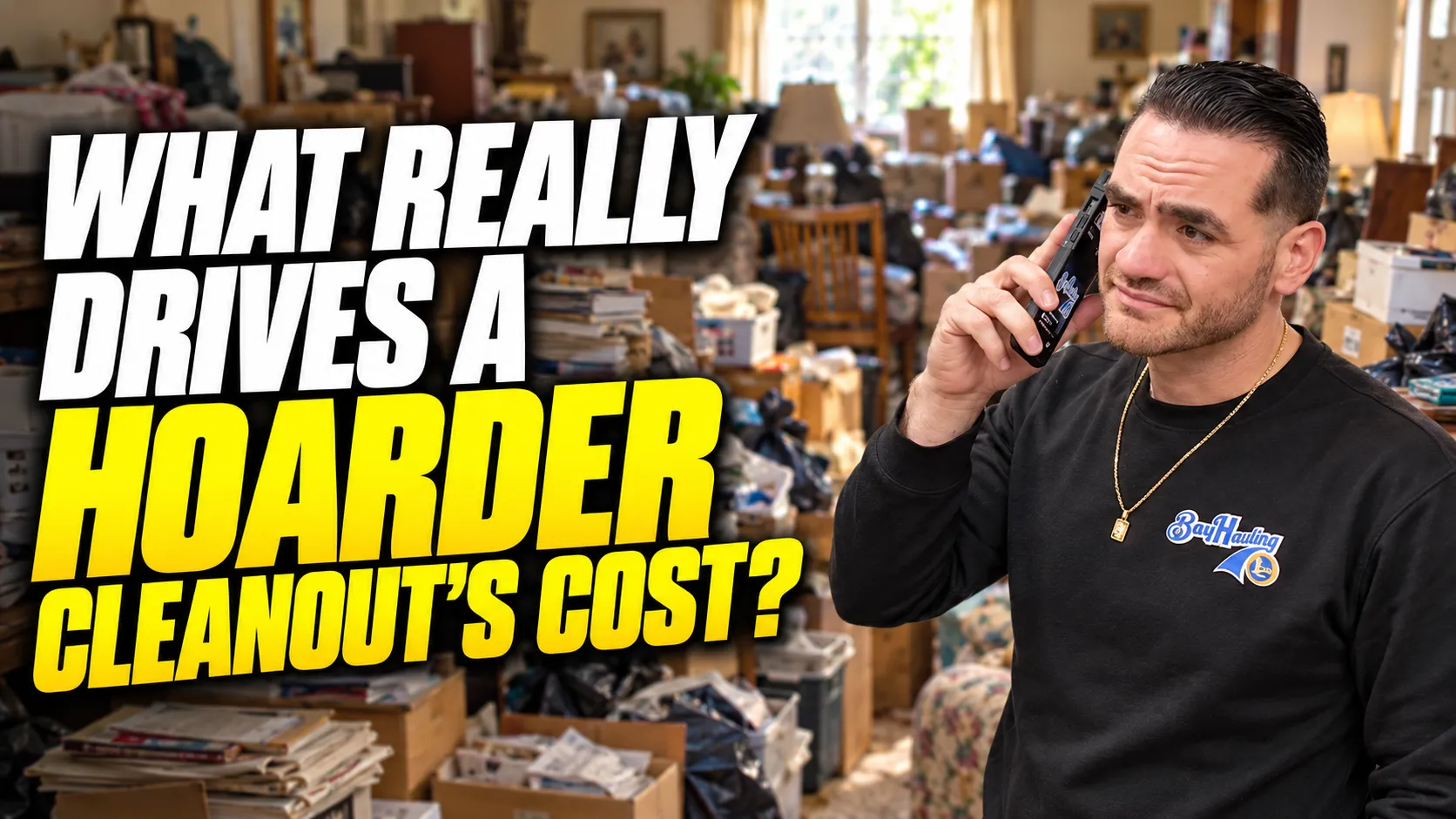 Hoarder house cleanout cost for removing accumulated clutter, furniture, and household junk